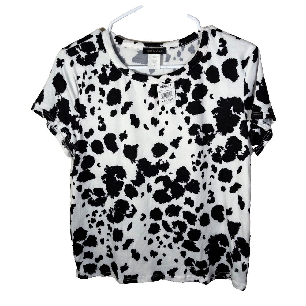 Ruby & Lace T-Shirt Women's XL Short Sleeve Printed Round Neck Casual Top